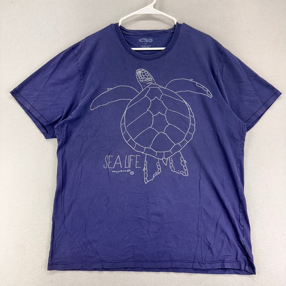 Crazy Shirts‎ T-Shirt Mens XXL Indigo Sea Life Wyland Turtle Graphic Tee Surf